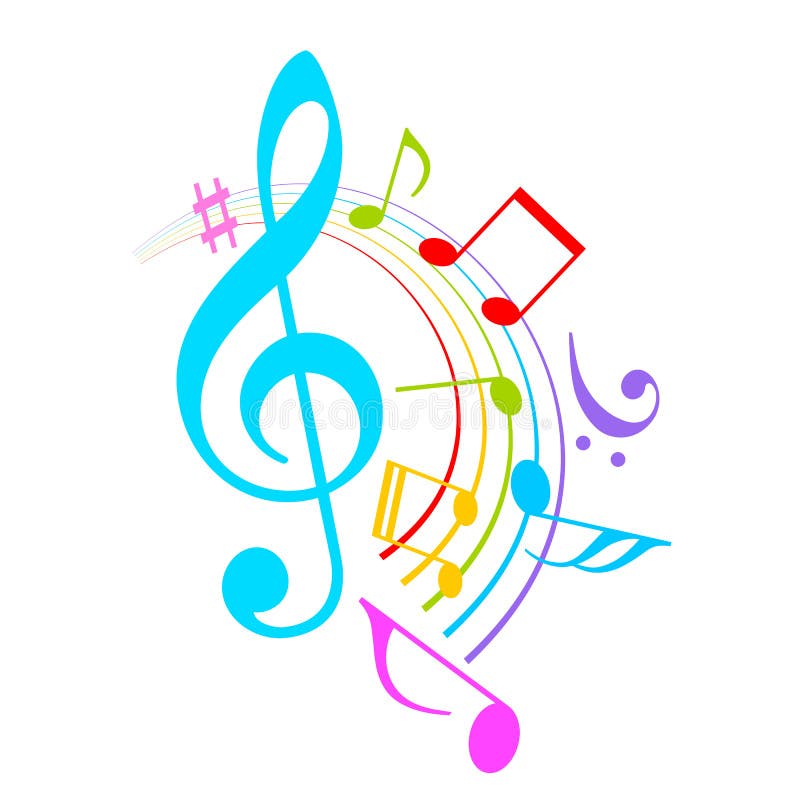 Colorful music notes swirl vector icon. Colorful music notes swirl vector icon