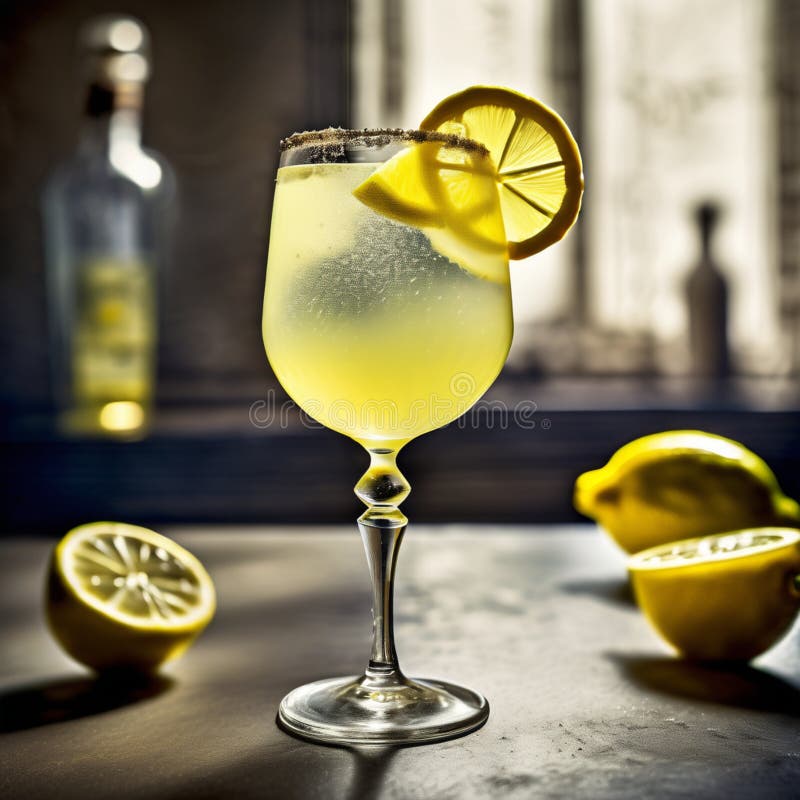 Homemade Limoncello Spritz Drink of Liqueur, Sparkling Wine and Lemon