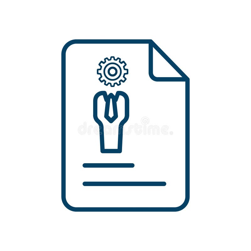 Business professional document icon with gear symbol stock illustration