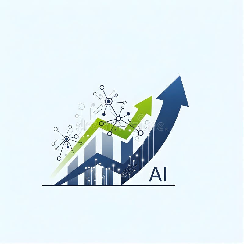 Graphical representation of AI growth. vector illustration