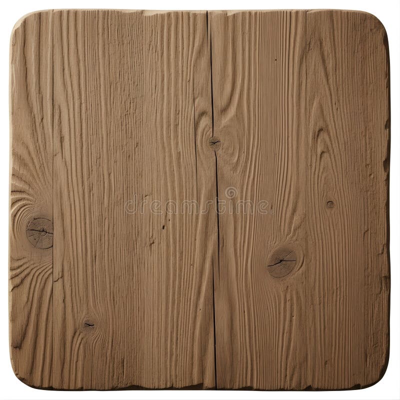 Square wooden board with visible grain patterns and natural knots. vector illustration