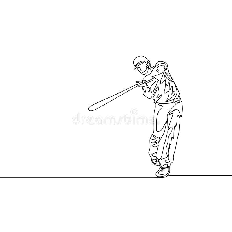 Ununterbrochene Linie Baseballteig schlug den Ball Baseballthema stock abbildung Ununterbrochene Linie Baseballteig schlug den Ball Baseballthema stock abbildung