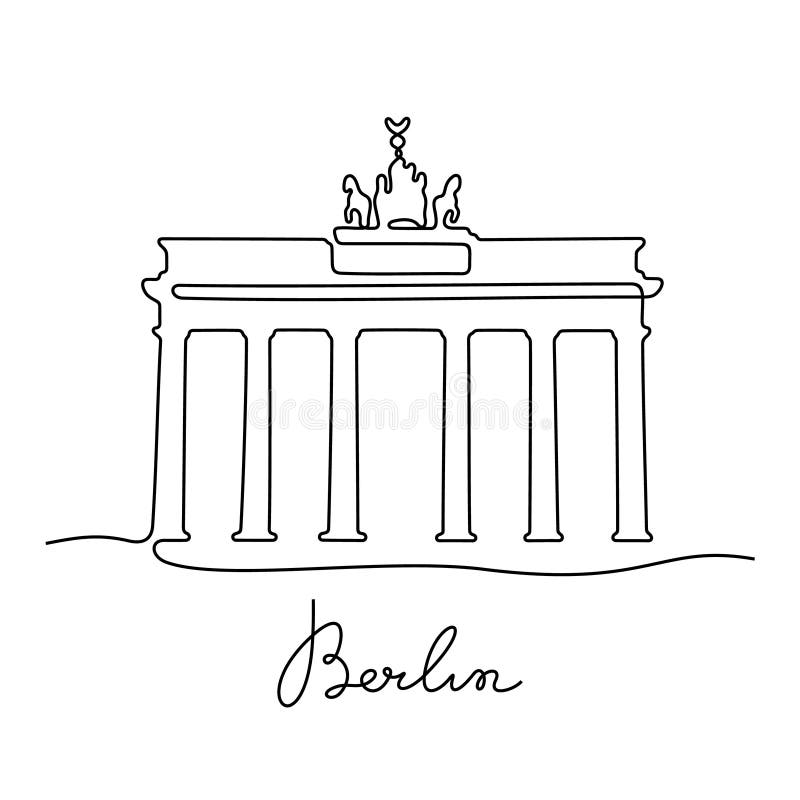 Ununterbrochene Linie Vektorillustration Berline lizenzfreie abbildung Ununterbrochene Linie Vektorillustration Berline lizenzfreie abbildung