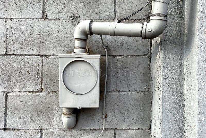 Unused Grey Painted Wall Utility Box Stock Photo Image of electricity