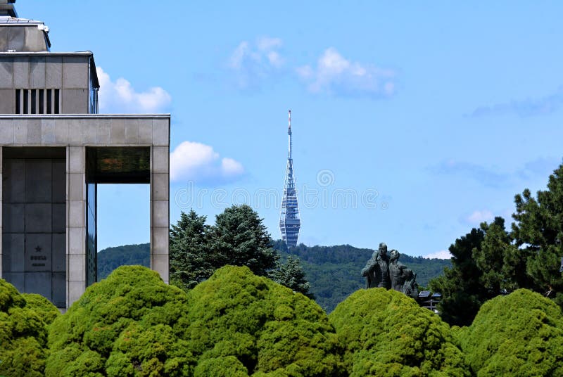 Kamzik TV transmission tower viewed from Slavin in Bratislava - Slovakia