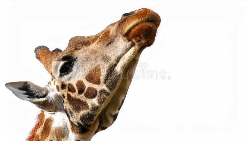Playful Giraffe Elegantly Stretching Neck Upside Down Against a Pure White Background, Showcasing Grace and Agility in an Unusual vector illustration