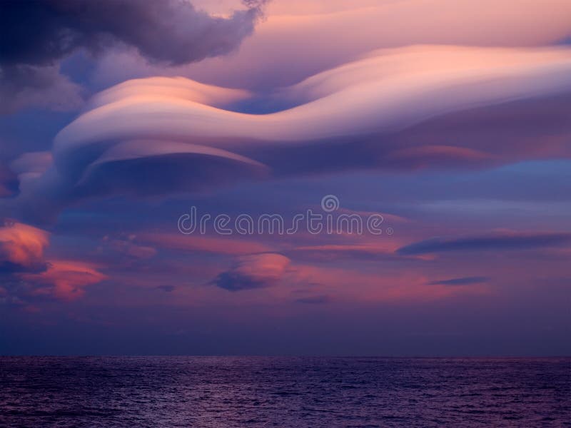 Unusual cloud over sea.