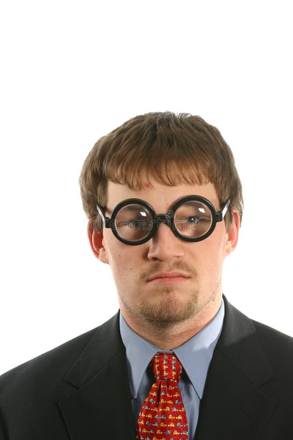 Unusual Expression On Man With Thick Glasses In Business Suit Stock Image Image of scowl