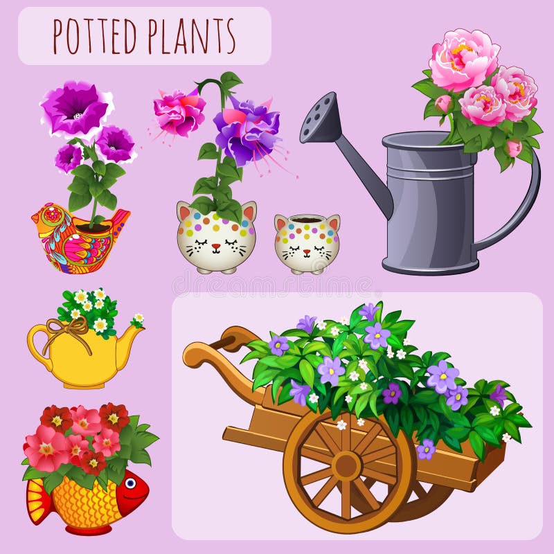 Unusual flower pots on a pink background