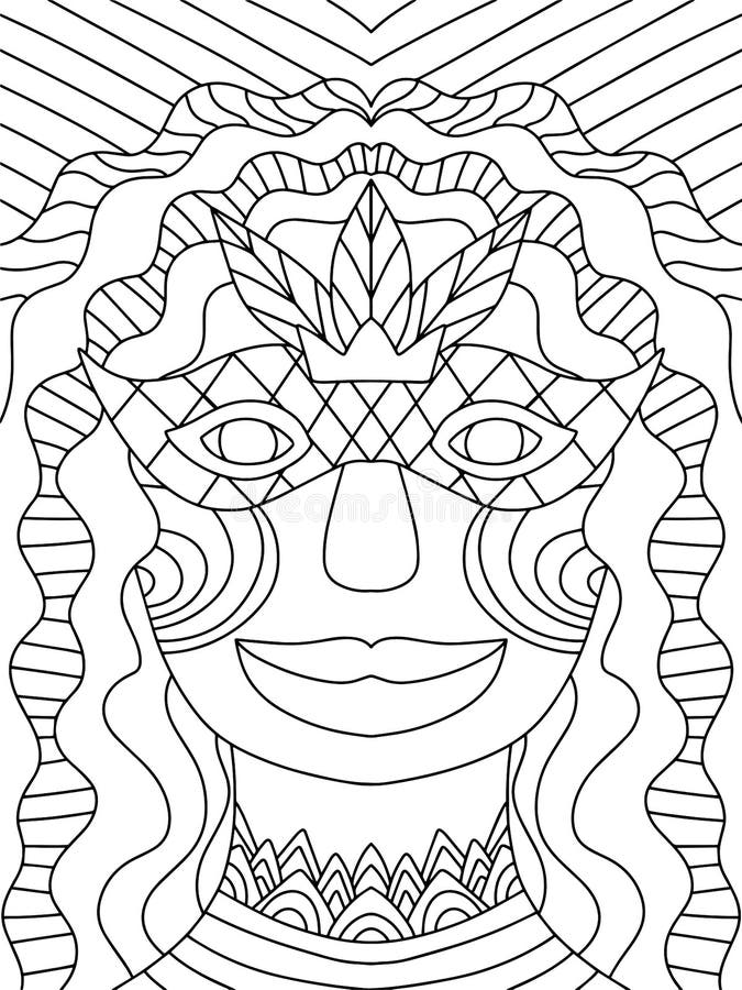 Kid Coloring Book Character Curly Hair Stock Vector (Royalty Free