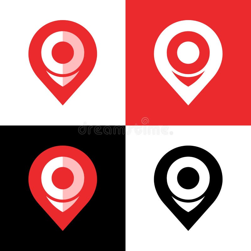 Unusual navigation pointer logo template, location pin icon - Vector vector illustration