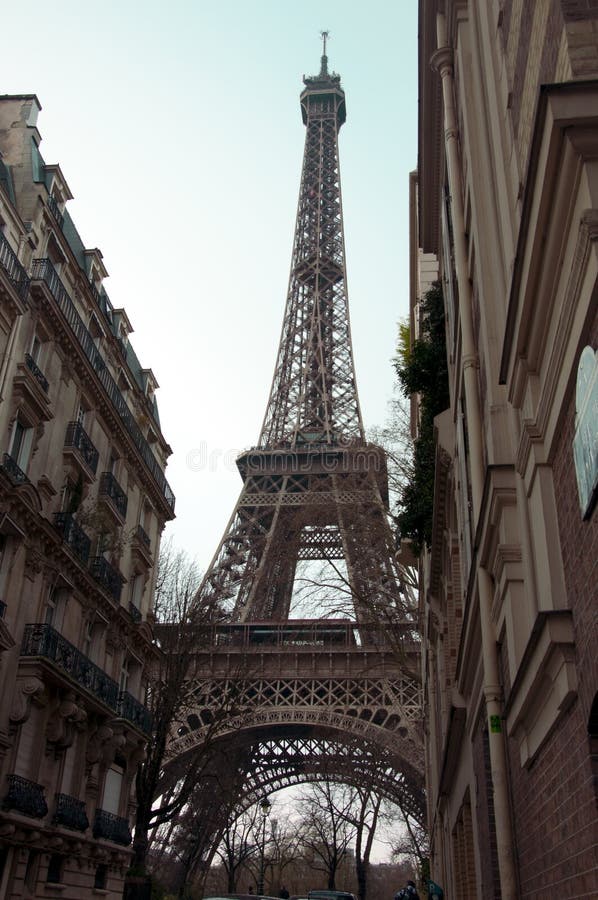 Unusual View To Eiffel Tower. Early Spring in Paris. the City of Love
