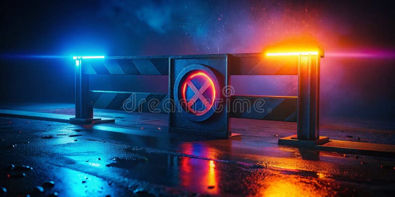 Unveiling the Abstract Security Concept Exploring the Intricacies of LowLight Barrier Symbol Photography royalty free illustration