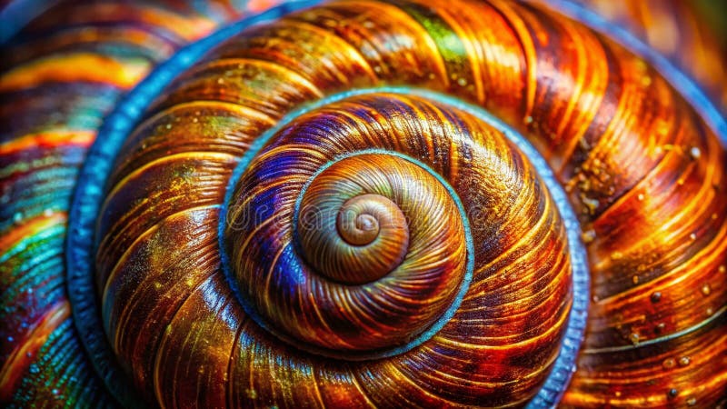 Unveiling the Exquisite Spiral Geometry of a Snail Shell A Closeup Exploration of Natures Intricate Design vector illustration
