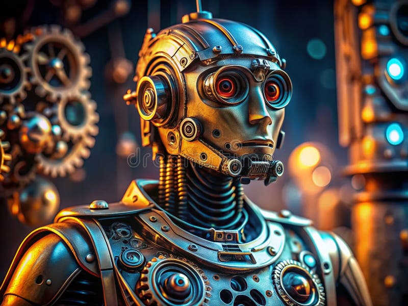 Unveiling the Intricate Mechanisms of a Futuristic Posing Robot A Macro Exploration of Advanced Robotics and vector illustration