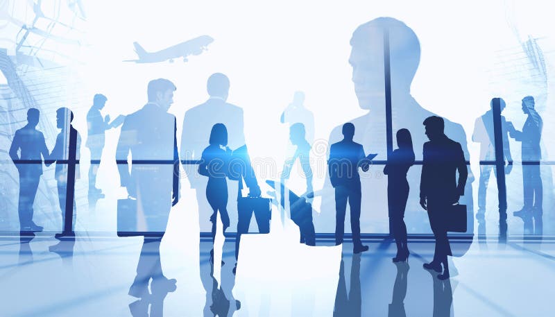 Uomini d'affari nell'associazione dell'aeroporto immagine stock libera da diritti