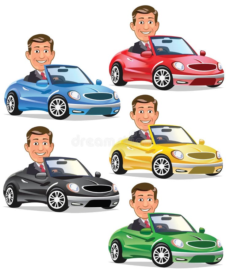 Uomo che guida convertibile illustrazione vettoriale Uomo che guida convertibile illustrazione vettoriale