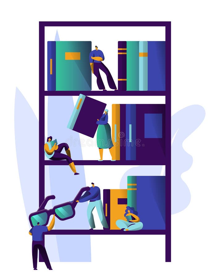 Uomo che studia letteratura allo scaffale di libro delle biblioteche Raccolta di progettazione dello scaffale della rivista La ge illustrazione vettoriale Uomo che studia letteratura allo scaffale di libro delle biblioteche Raccolta di progettazione dello scaffale della rivista La ge illustrazione vettoriale