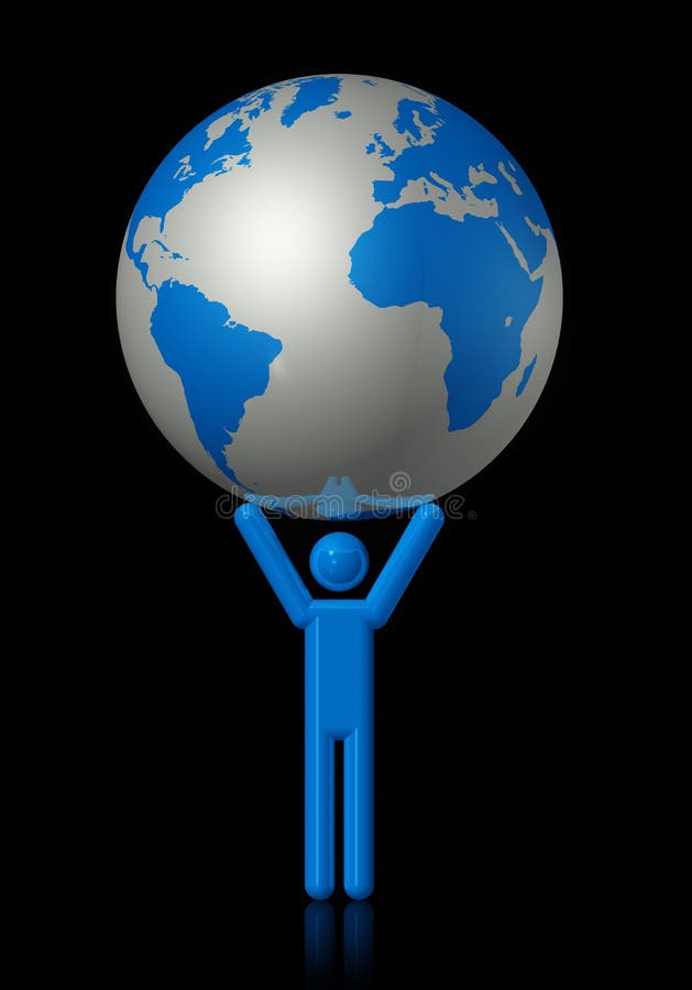 Uomo che trasporta un globo del mondo illustrazione vettoriale Uomo che trasporta un globo del mondo illustrazione vettoriale