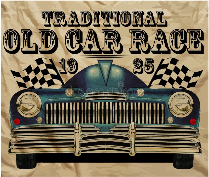 Uomo classico d'annata della vecchia automobile americana retro royalty illustrazione gratis