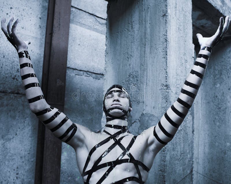 Uomo con fronte-arte creativa. immagine stock libera da diritti Uomo con fronte-arte creativa. immagine stock libera da diritti