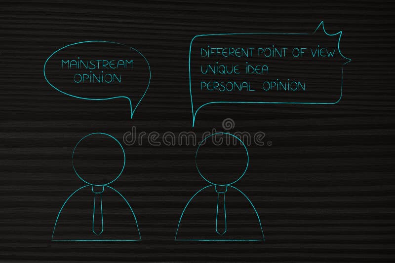 Uomo con l'opinione della corrente principale accanto ad un'altra persona con la i unica illustrazione di stock Uomo con l'opinione della corrente principale accanto ad un'altra persona con la i unica illustrazione di stock