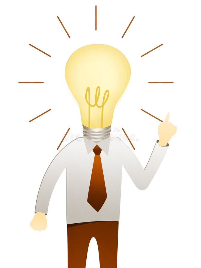 Uomo con idea in testa lampadina illustrazione vettoriale