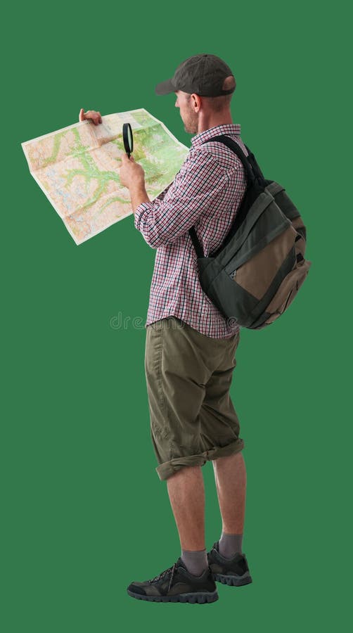 Uomo con la mappa e lo zaino fotografia stock libera da diritti Uomo con la mappa e lo zaino fotografia stock libera da diritti