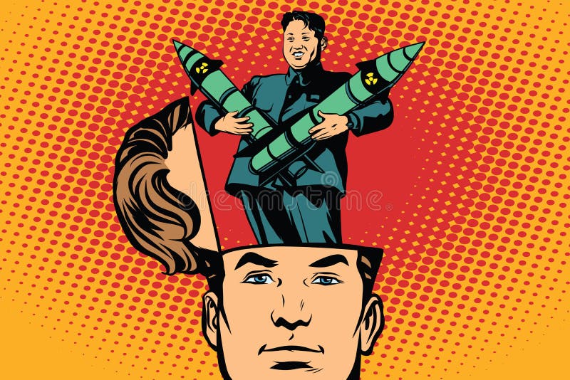 Uomo con una testa aperta Kim Jong ONU il capo della Corea del Nord royalty illustrazione gratis