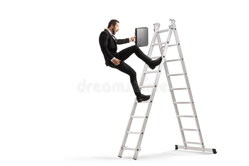 Uomo d'affari che cade da una scala immagine stock libera da diritti