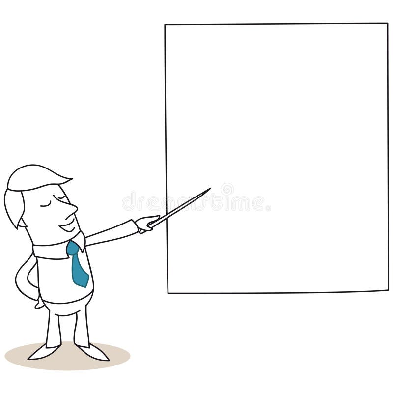 Uomo d'affari che indica allo schermo illustrazione di stock Uomo d'affari che indica allo schermo illustrazione di stock