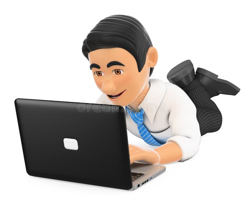 uomo d'affari 3D che si riposa con un computer portatile illustrazione di stock uomo d'affari 3D che si riposa con un computer portatile illustrazione di stock