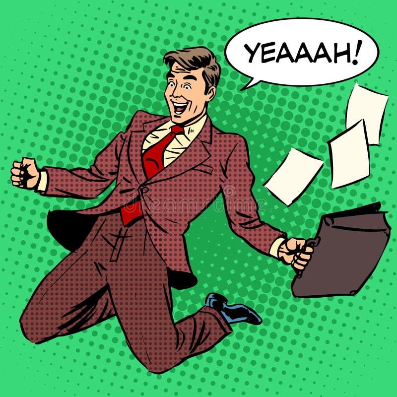 Uomo d'affari di successo di affari che grida con la gioia illustrazione di stock Uomo d'affari di successo di affari che grida con la gioia illustrazione di stock