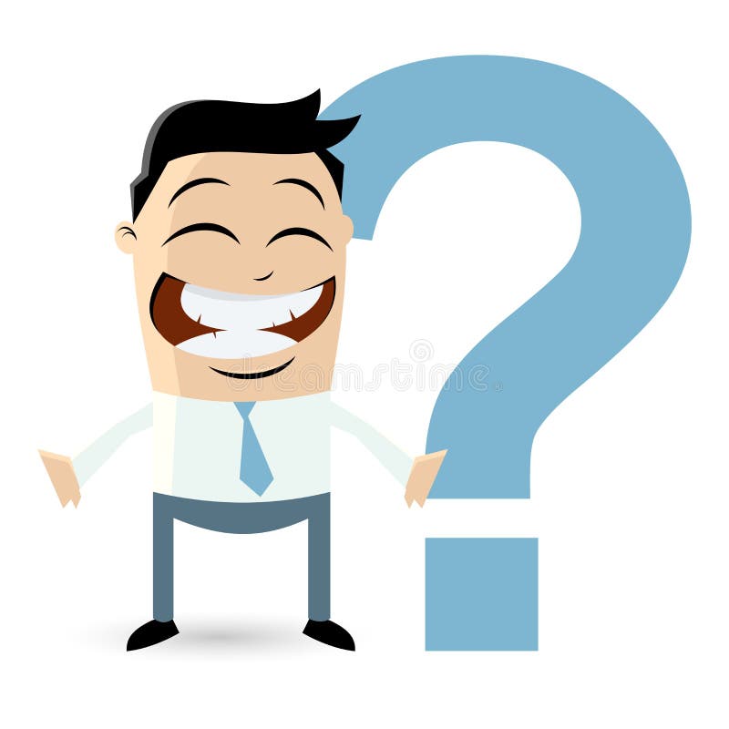 Uomo d'affari divertente con il grande punto interrogativo royalty illustrazione gratis Uomo d'affari divertente con il grande punto interrogativo royalty illustrazione gratis