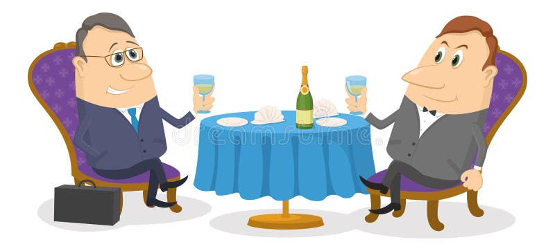 Uomo d'affari due vicino alla tavola, isolata royalty illustrazione gratis Uomo d'affari due vicino alla tavola, isolata royalty illustrazione gratis