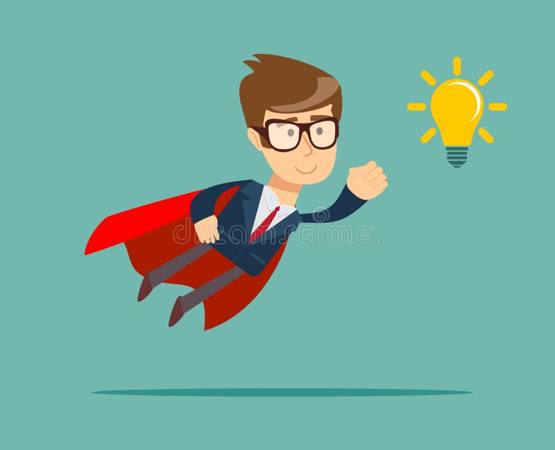 Uomo d'affari eccellente in capo rosso che vola alla lampadina di idea royalty illustrazione gratis Uomo d'affari eccellente in capo rosso che vola alla lampadina di idea royalty illustrazione gratis