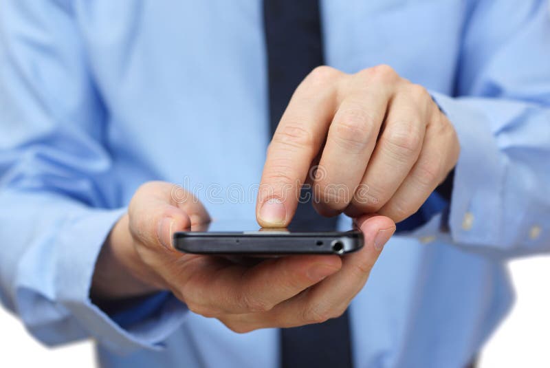 Imprenditore che utilizza smartphone fotografie stock libere da diritti