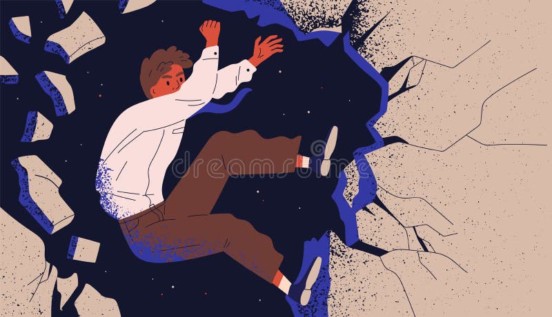 Uomo d'affari, impiegato di concetto maschio o impiegato scalare scogliera e cad Concetto del fiasco professionale, carriera illustrazione di stock Uomo d'affari, impiegato di concetto maschio o impiegato scalare scogliera e cad Concetto del fiasco professionale, carriera illustrazione di stock