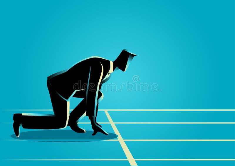 Uomo d'affari pronto a sprintare sulla linea di partenza royalty illustrazione gratis Uomo d'affari pronto a sprintare sulla linea di partenza royalty illustrazione gratis
