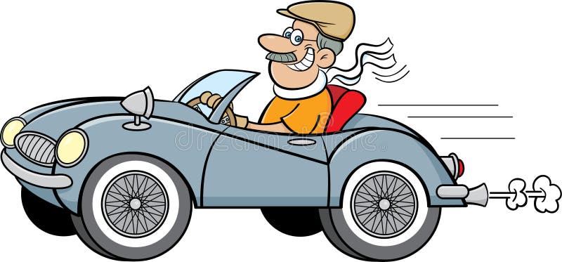 Uomo del fumetto che conduce un'automobile sportiva royalty illustrazione gratis Uomo del fumetto che conduce un'automobile sportiva royalty illustrazione gratis