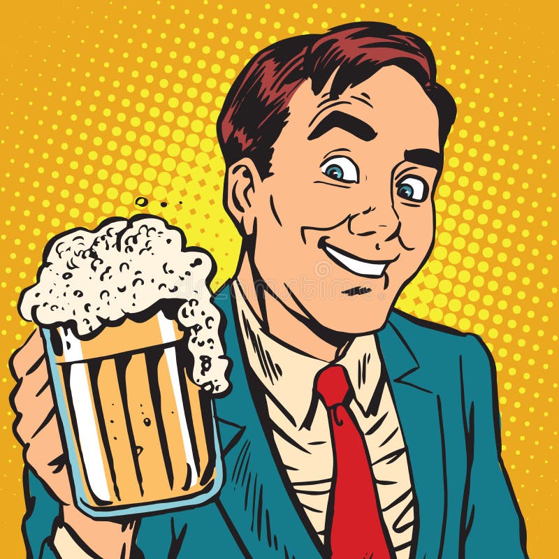 Uomo del ritratto di Printavatar con una tazza di birra di schiumatura royalty illustrazione gratis Uomo del ritratto di Printavatar con una tazza di birra di schiumatura royalty illustrazione gratis
