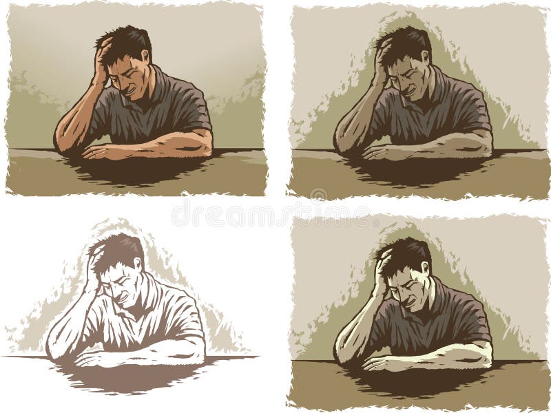 Uomo depresso/sollecitato illustrazione vettoriale Uomo depresso/sollecitato illustrazione vettoriale