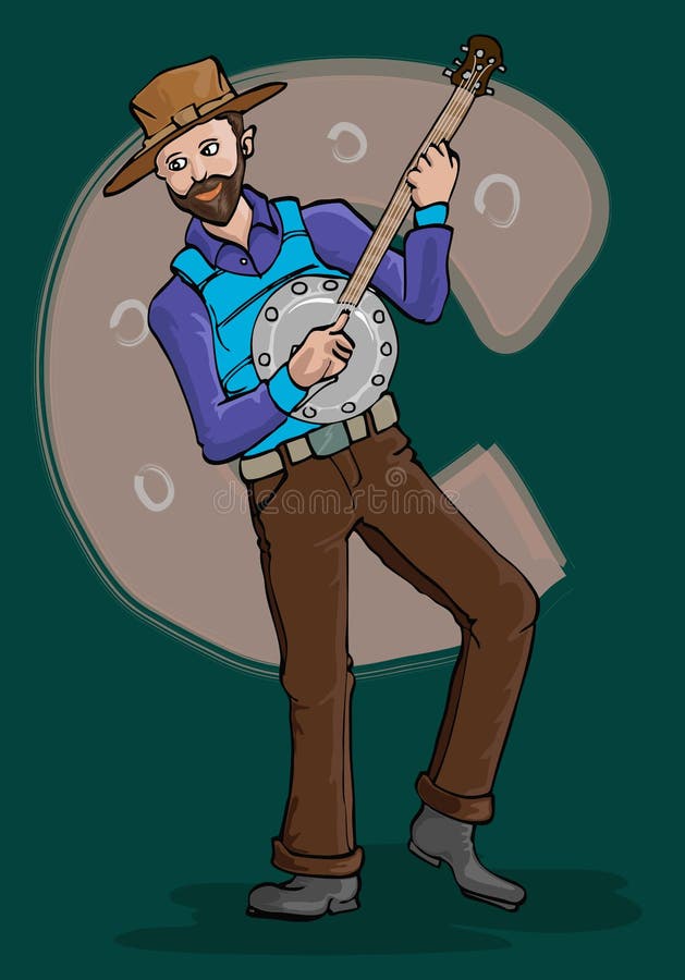Uomo di serie di musica che gioca banjo illustrazione vettoriale Uomo di serie di musica che gioca banjo illustrazione vettoriale
