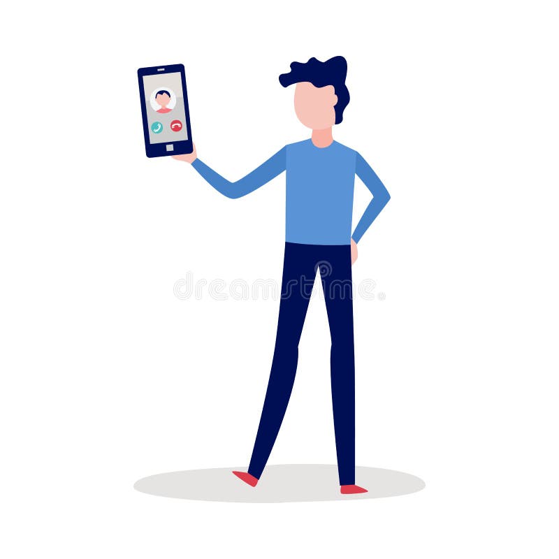 Uomo di vettore che chiama con il video illustrazione vettoriale Uomo di vettore che chiama con il video illustrazione vettoriale