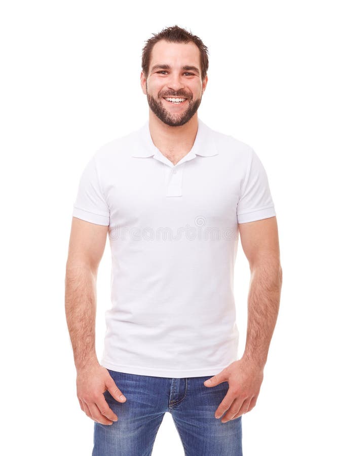 Uomo felice in una camicia di polo immagine stock libera da diritti Uomo felice in una camicia di polo immagine stock libera da diritti