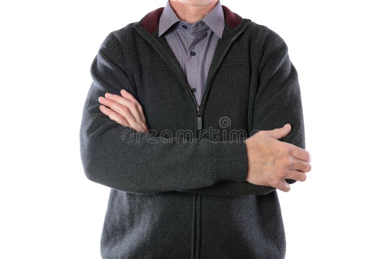 Uomo in rivestimento grigio e camicia a strisce fotografia stock Uomo in rivestimento grigio e camicia a strisce fotografia stock