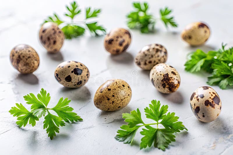 Uova squisite con prezzemolo una gioia minimalista per la colazione del Brunch o degli appetizzatori illustrazione di stock