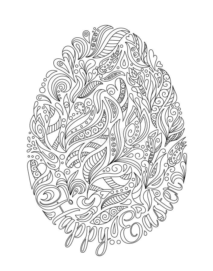 Uovo Di Pasqua Con Il Modello Nello Stile Dello Zentangle Libro Da Colorare Per I Bambini Adulti E Piu Anziani Disegno Di Profilo Illustrazione Di Stock Illustrazione Di Riga Background