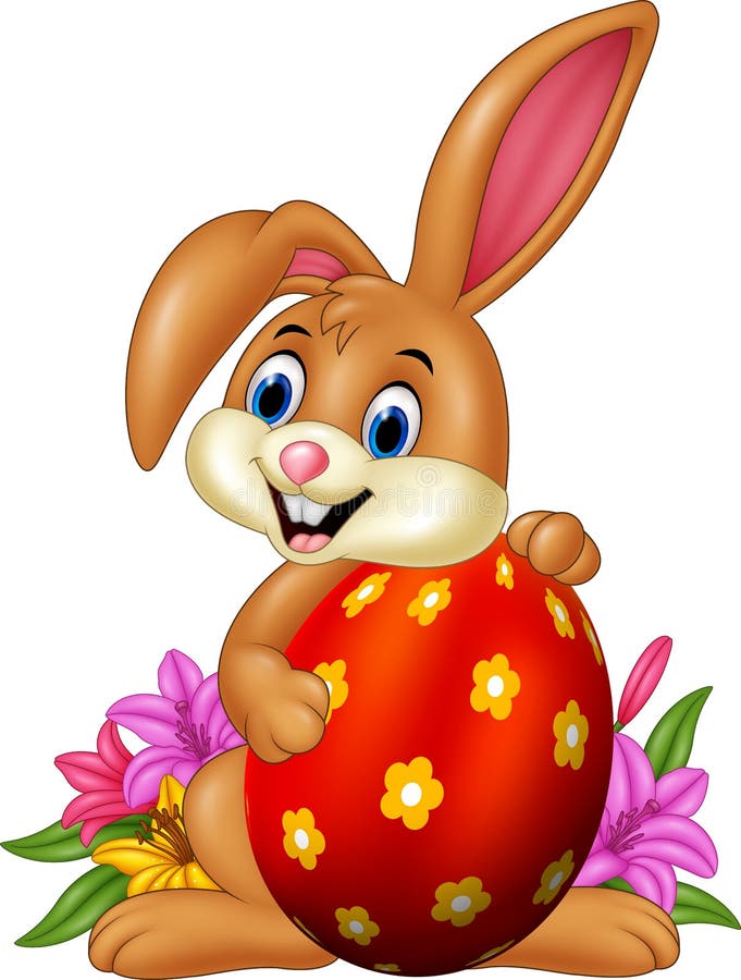 Uovo di Pasqua Della holding del coniglietto del fumetto illustrazione vettoriale Uovo di Pasqua Della holding del coniglietto del fumetto illustrazione vettoriale