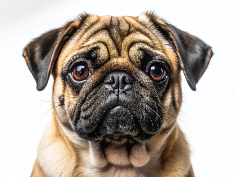 Up Close and Personal with a Charming Pug A Detailed Macro Shot of a Delightful Puppy on a stock illustration
